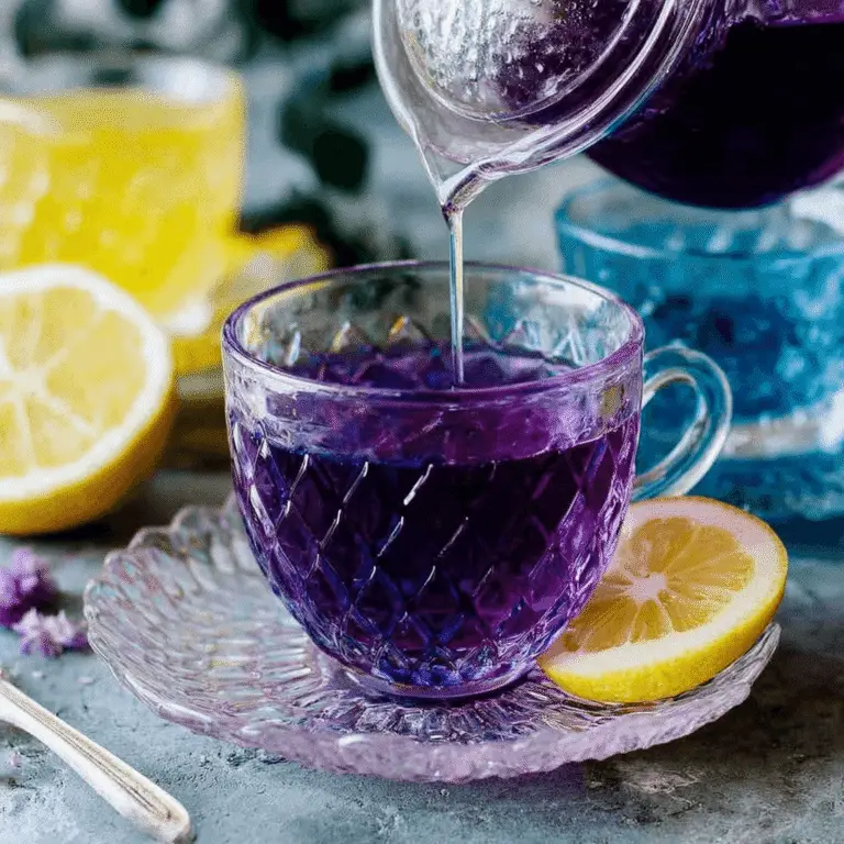 Butterfly pea flower tea color change with lemon