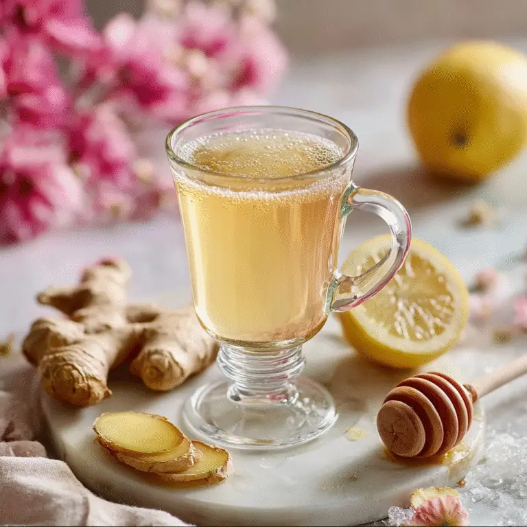 A glass of the finished Natural Zepbound Recipe drink, garnished with a lemon slice and a cinnamon stick.