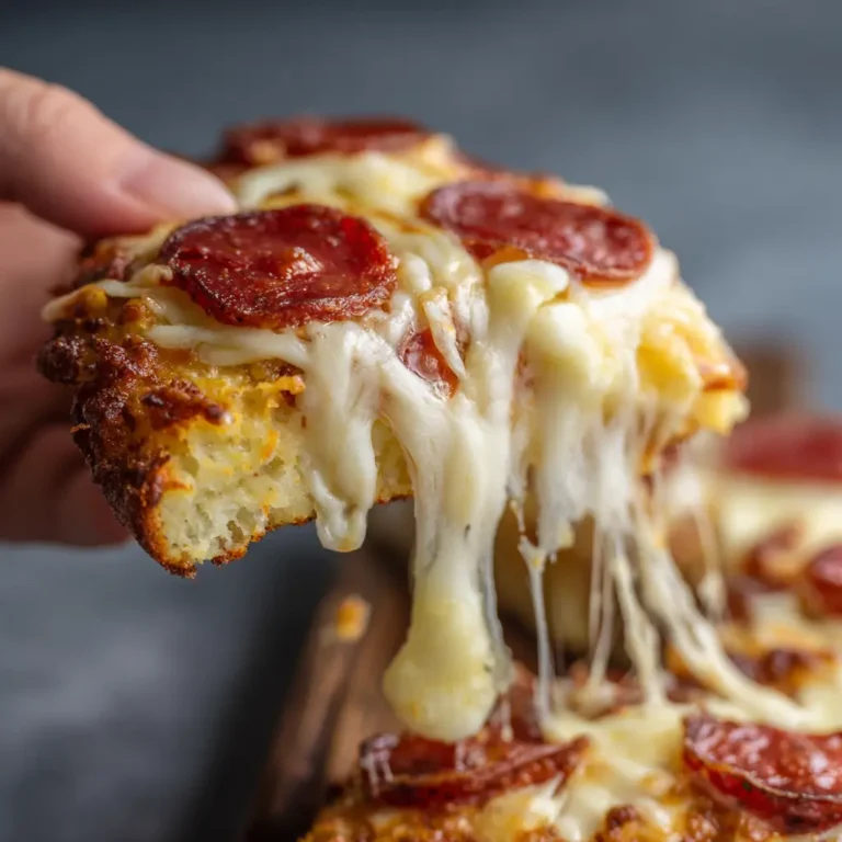slice of keto cloud bread pizza with cottage cheese crust