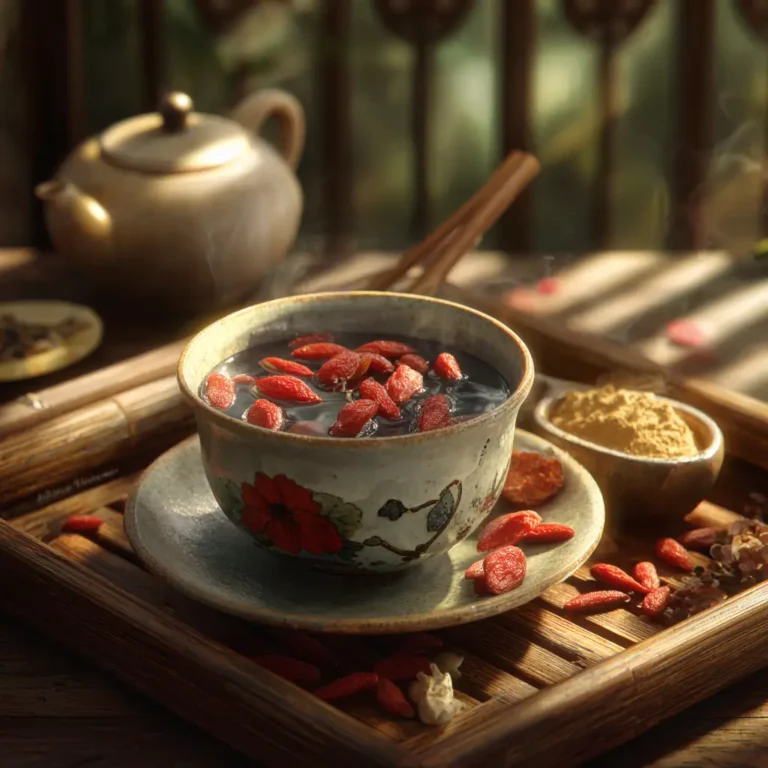 Chinese collagen tea with goji berries and red dates
