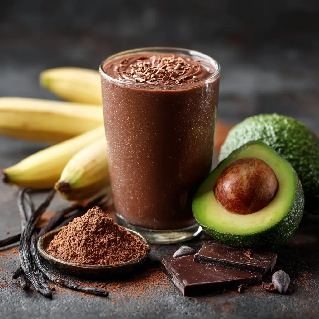 chocolate avocado smoothie with banana flour