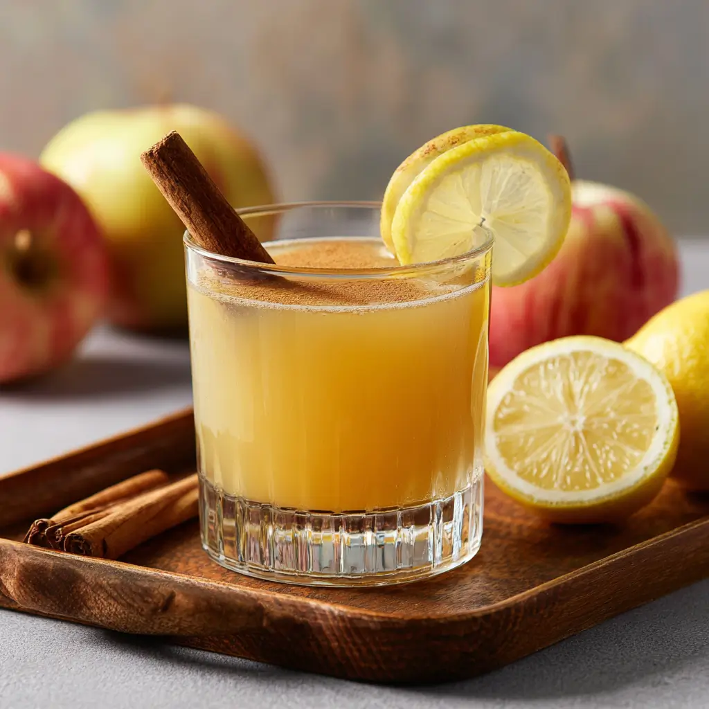 Served apple pectin detox drink with garnish