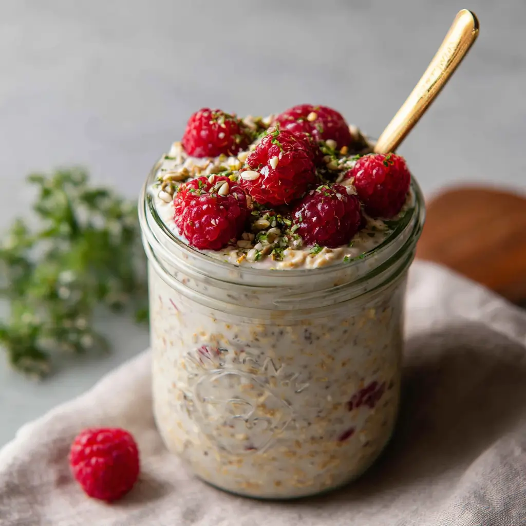 served fibermaxxing oats with raspberries and seeds