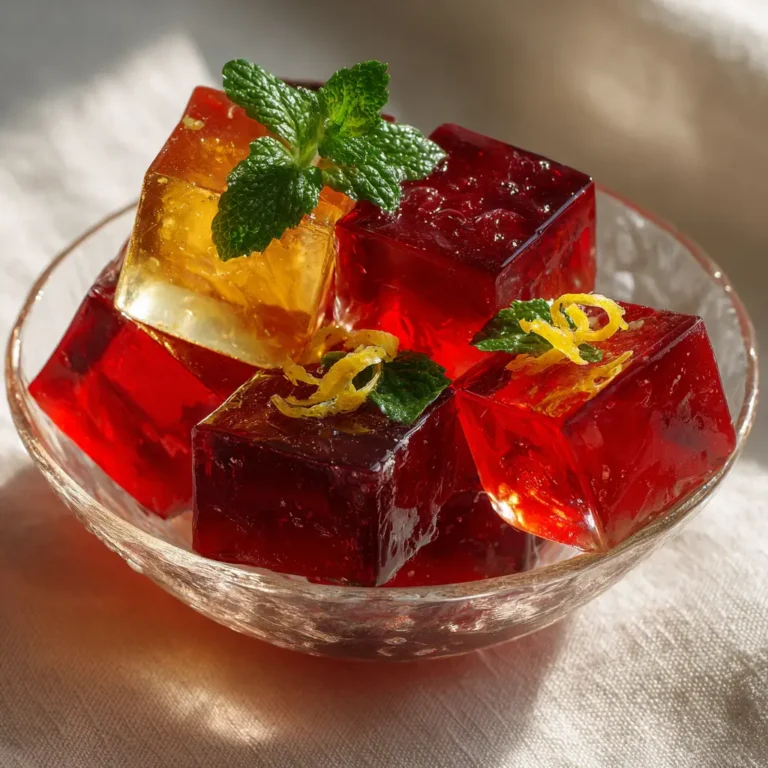 Melt-in-your-mouth high-protein gelatin cubes served fresh