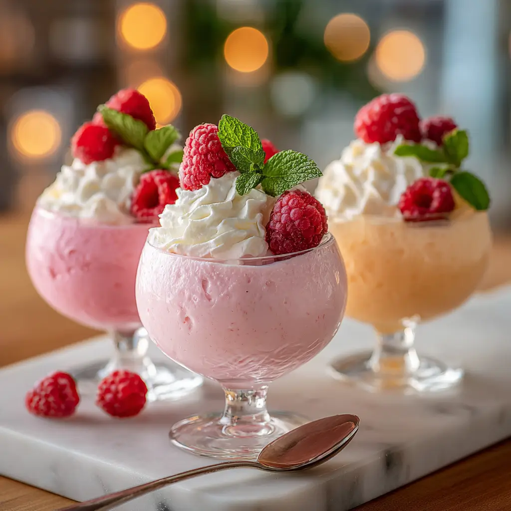 creamy bariatric gelatin with mint and raspberries