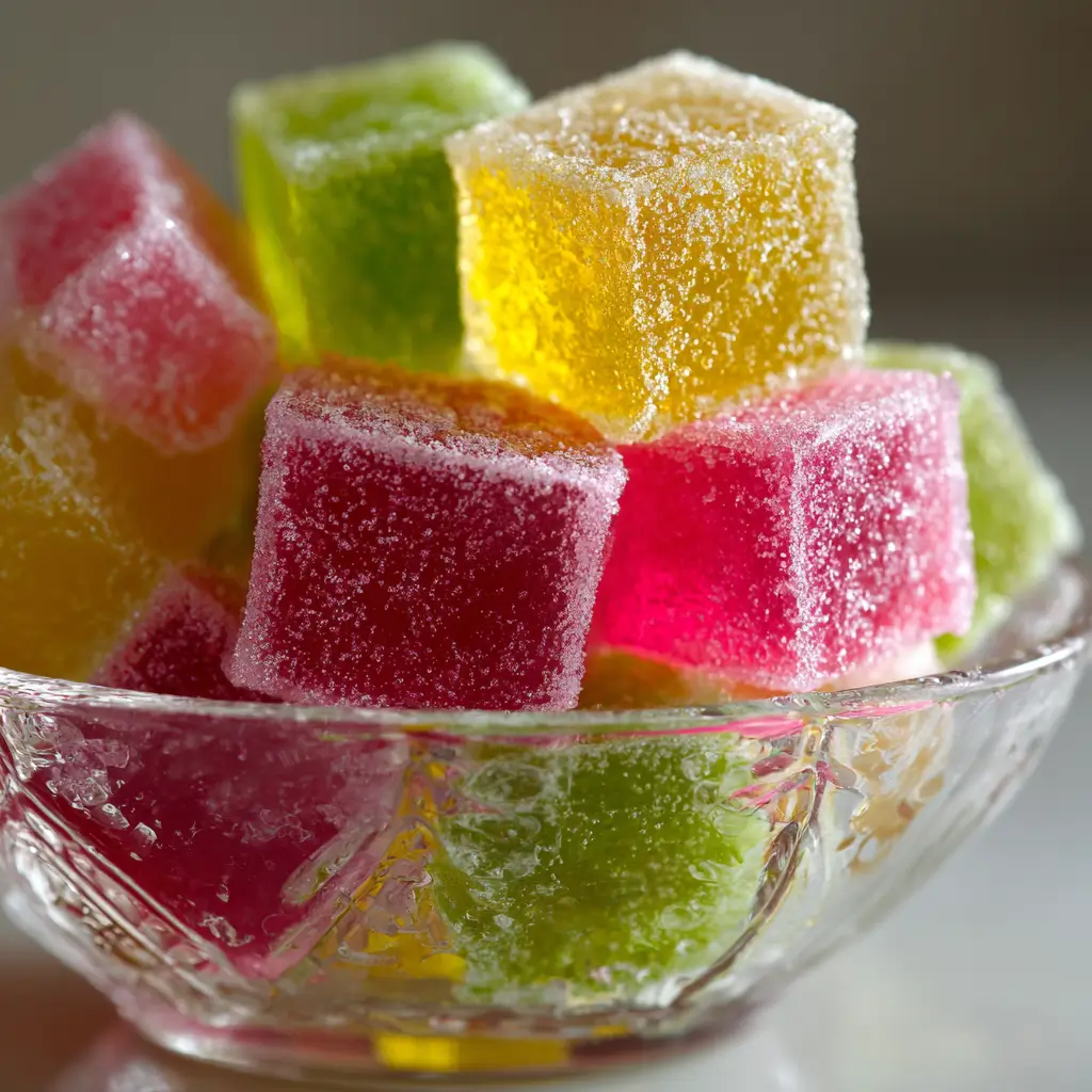 serving colorful keto gelatin cubes
